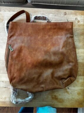 Thirty-One High Street Backpack | Caramel Distressed Pebble Faux Leather